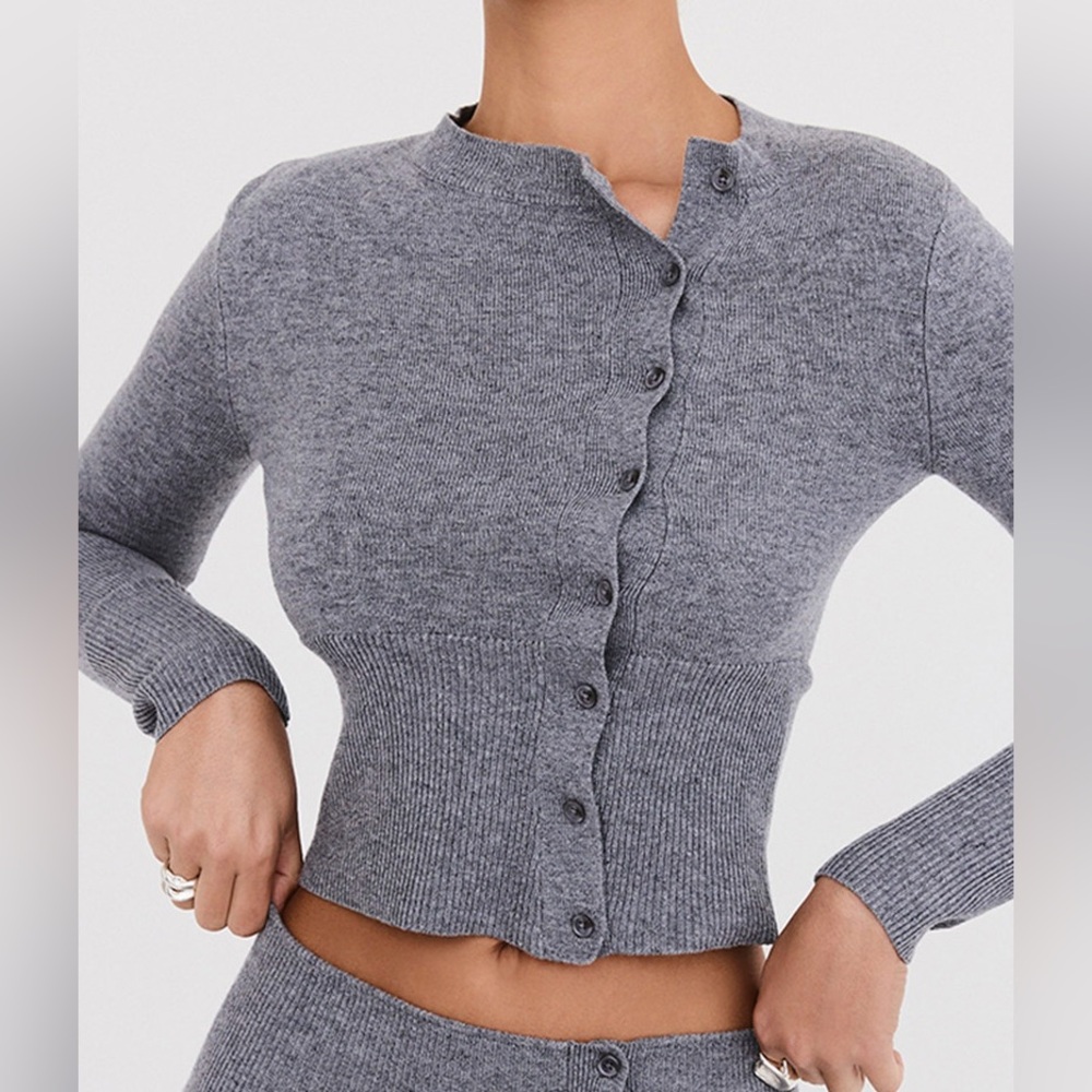 Mistress Rocks Slate Knitted Cardigan XS